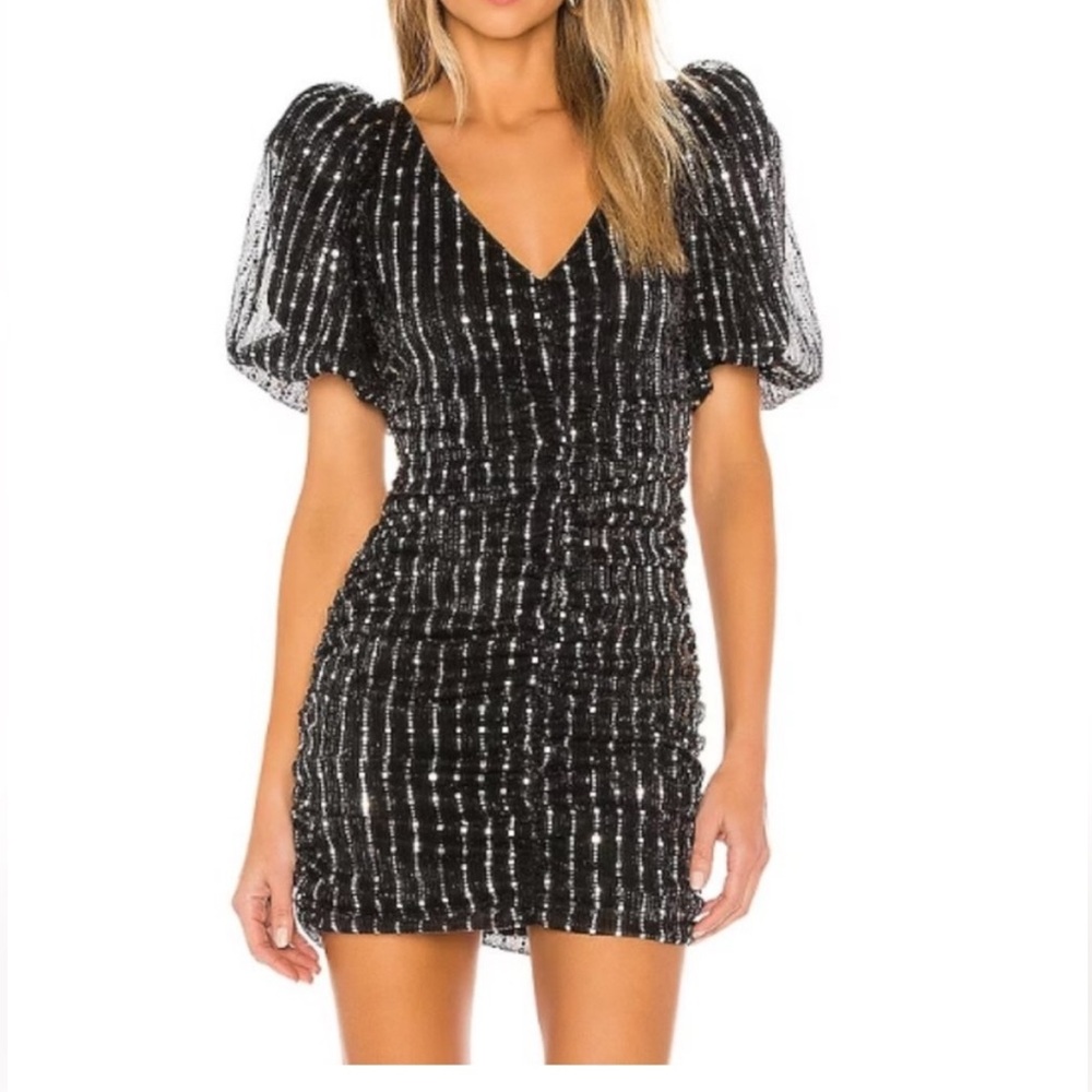 Lovers + Friends Black and Silver Sequin Mini Dress